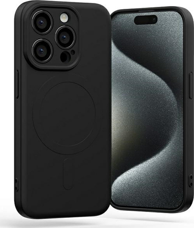 Kuti telefoni Mercury Semi-Silicon MagSafe për iPhone 15 Pro, silikon e zezë