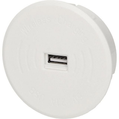 Безжичен индуктивен полнач OEM, дополнителен USB приклучок, бел