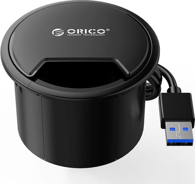 HUB USB ORICO 4 Porta 3.0, 5Gbps, për vrimë tavoline 60mm, i zi