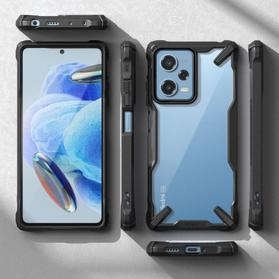 Mbrojtëse telefoni Ringke Fusion X për Xiaomi Redmi Note 12 Pro 5G, TPU, transparente, e zezë