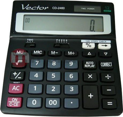 Kalkulator tavoline Vector KAV CD-2460, 12 shifra, solar dhe bateri, gri