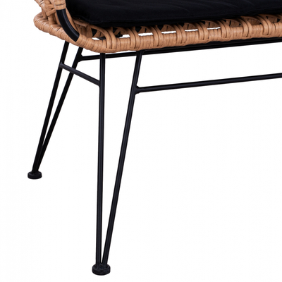 Stol metalik Allegra HM5692, wicker, 124x57x77 cm, zi bezhë