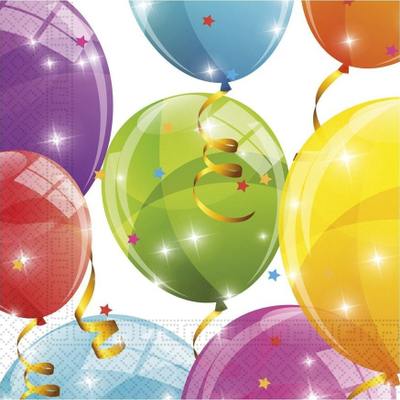 Serveta letre GoDan Sparkling Balloons, 33x33cm, 20 copë, shumëngjyrëshe