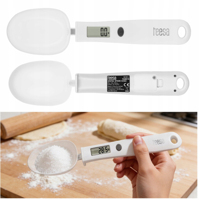 Lugë me peshore kuzhine Teesa TSA0815, 300 g, ekran LCD, e bardhë