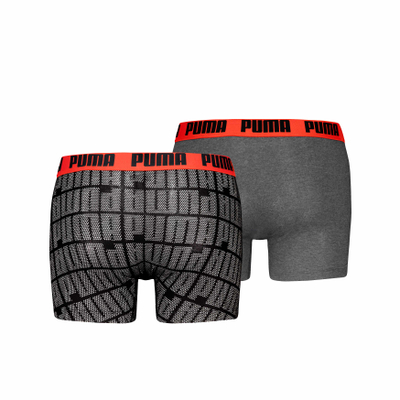 Set bokserësh meshkuj Puma Logo Print Boxers 2P, pambuk elastan, 2 copë, e zezë e kuqe