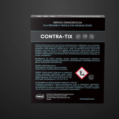 Антипаразитска огрлица за кучиња PESS CONTRA-TIX, 60 cm, водоотпорна