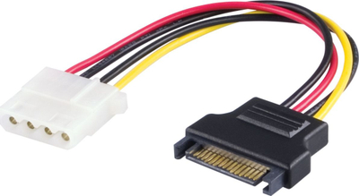 Kabllo energjie Deltaco SATA-S5, Molex në SATA, 0.3m, shumëngjyrësh