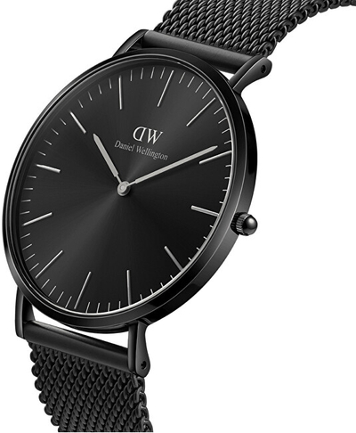 Orë për meshkuj Daniel Wellington Classic Mesh Onyx Black DW00100632, e zezë