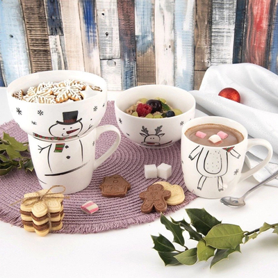 Set filxhan dhe tas ORION Snowman, 0.35L, dekor borbardhi, shumëngjyrësh
