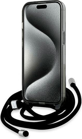 Mbrojtëse telefoni Karl Lagerfeld IML Monogram Crossbody K&amp;CH Heads, për iPhone 15, MagSafe, e zezë