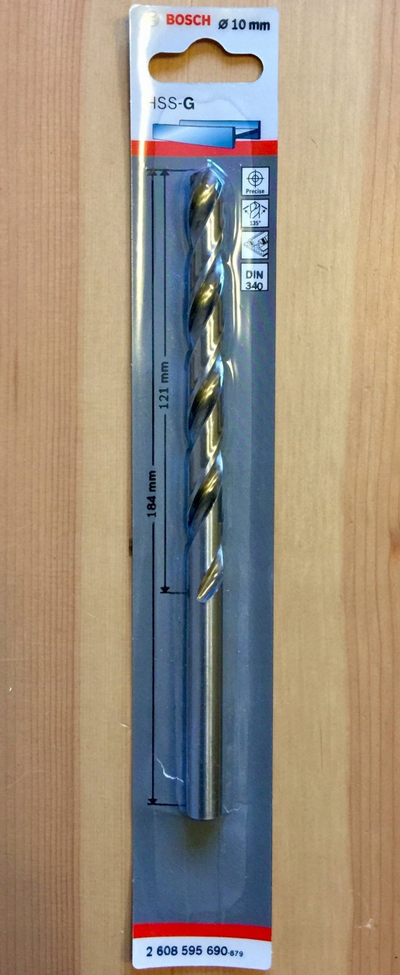 Spiralë shpimi Bosch PRO HSS-G Extra Length, 10 mm, gjatësi 184 mm, metal, argjendtë