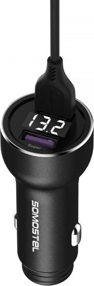 Полнач за автомобил Somostel SMS-A89, 30W, 2x USB QC 3.0, црн