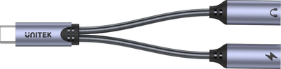 Adapter USB Unitek M206A, USB C në USB C x2, argjendtë