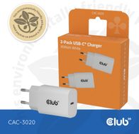 Karikues USB C Club3D Lifestyle, 30W, set 2 copë, i bardhë