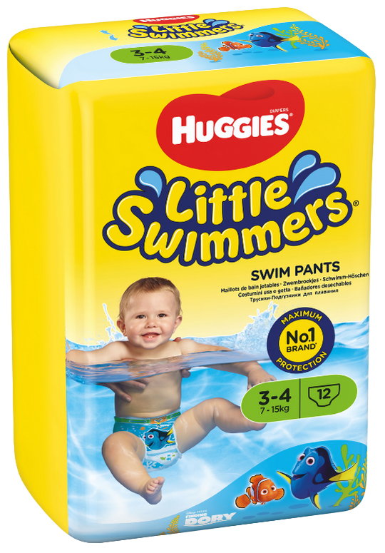 Pelena të notit Huggies® Little Swimmers 3-4 (7-15 kg, 12 copë)