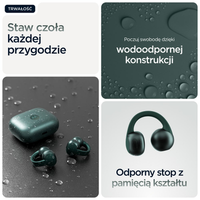 Kufje wireless Motorola Moto Buds Loop, in ear, me kasë karikimi, jeshile të errëta