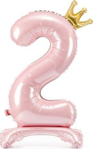 Balon dekorativ PartyDeco numri 2, 84cm, rozë e çelët