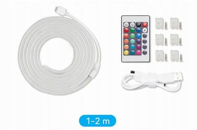 Shirit LED dekorativ Vention Neon Light Strip, 2m, USB 5V, me telekomandë, IP65, shumëngjyrësh