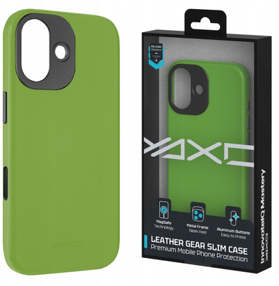 Mbulesë telefoni Yaxo Leather Gear Slim MagSafe, për iPhone 17, lëkurë, jeshile Tropic