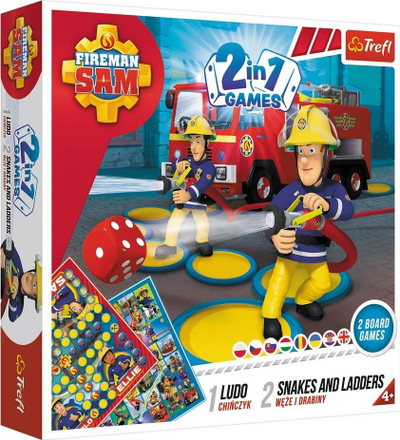 Lojë tavoline Trefl Fireman Sam 2 në 1, Ludo dhe Gjarpërinj e Shkallë, 4+