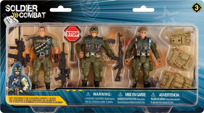 Set lodrash ushtarësh Soldier Combat, 3 kukulla 10 cm, me aksesorë, shumëngjyrësh