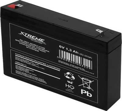 Bateri xheli Xtreme, 6 V, 1.3 Ah, e zezë