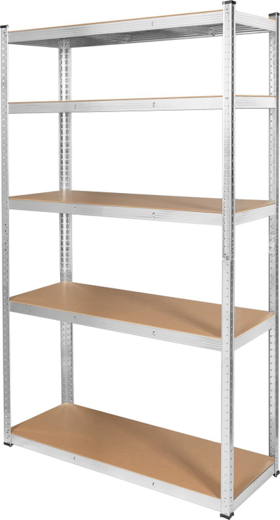 Raft metalik Metal Warehouse Garage Shelf, 5 rafte, 205 x 120 x 45 cm, argjendtë