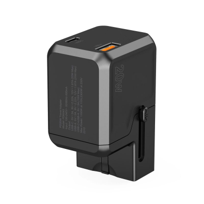 Karikues udhëtimi Choetech PD6043, 20W GaN, USB C USB A, i zi