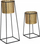 Set me dy mbajtëse vazo lulesh, metal i praruar, 26cm Ø 70cm edhe 23cm Ø 45cm, e artë edhe e zezë