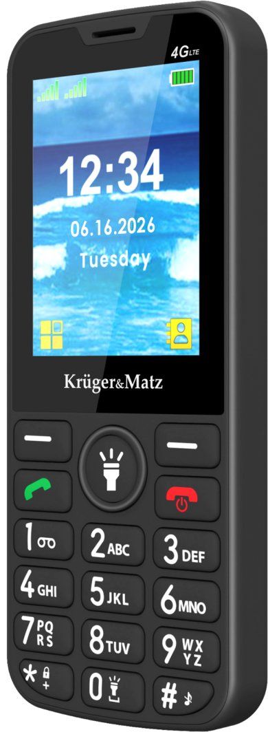 Telefoni Kruger&Matz Simple 924, 4G, për të moshuar, i zi