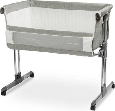 Krevati anësor për bebe Caretero Sleep2Gether, i rregullueshëm, me dyshek, gri