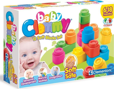Lodra blloqe të buta Clementoni Baby Clemmy, set me 12 copa, shumëngjyrëshe