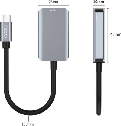 Adapter kabllo USB-C në HDMI Tech Protect UltraBoost, 4K 60Hz, alumin, gri