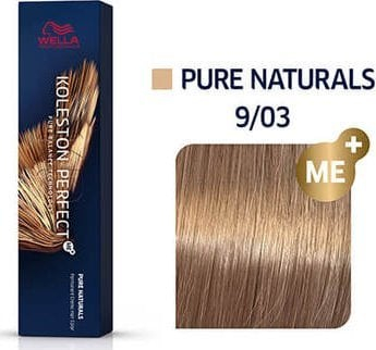 Ngjyrë flokësh Wella Koleston Perfect Me+ 9/03, 60 ml, bjonde shumë e çelët natyrale ari