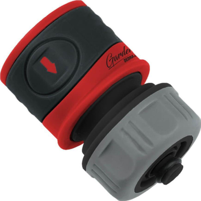 Lidhës kopshti Dedra Quick Connector Stop 80N112K, 1/2", me valvul, kuqezi