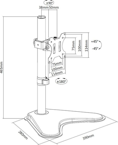 Stendë tavoline Equip 650122 për monitor 13"-32", e zezë