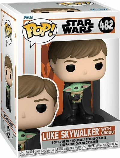 Figurinë Funko Pop Star Wars Luke Skywalker me Grogu, bobble head, PVC, shumëngjyrëshe