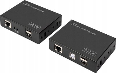 Ekstender KVM USB Digitus me kabllo rrjeti Cat 5, deri në 200 m, Cat 5e/6, ngjyrë e zezë