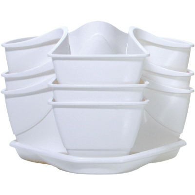 Vazo për bimë Coubi Pot, me 3 kate, me depozitë uji, e bardhë