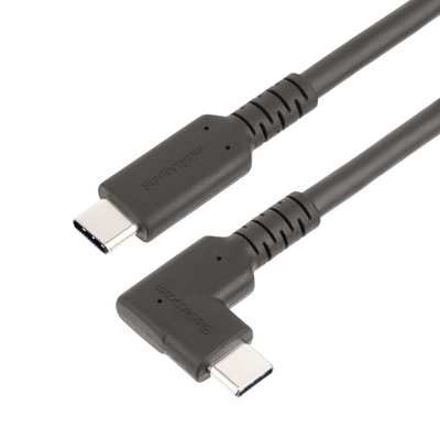 Kabllo Startech USB-C në USB-C, kënd 90 gradë, 10 Gbps, e zezë
