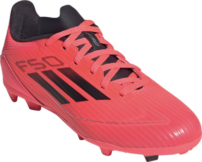 Këpucë futbolli për kalamaj Adidas F50 League FG MG Jr IF1377, fushë me bar natyral, tapat plastikë, rozë
