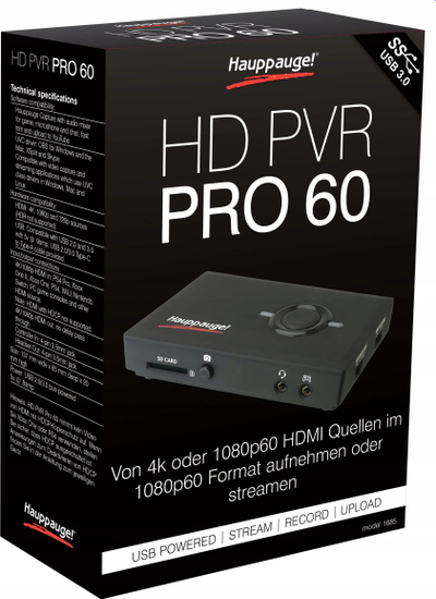 Kartë kapje video Hauppauge HD PVR Pro 60, hyrje HDMI 4K, 1080p60, e zezë