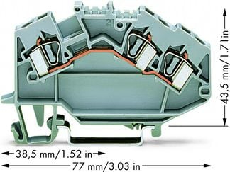 Terminal hekurudhor Wago TOPJOB S 781-631, 3 përçues, 4mm², gri