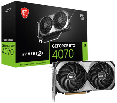 Kartë grafike MSI GeForce RTX 4070 Ventus 2X E1 OC, 12GB GDDR6X, PCIe 4.0, e zezë