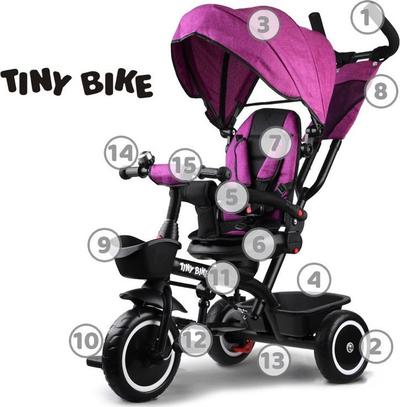 Tricikël për fëmijë Tiny Bike SP0650, 3 në 1, me tendë