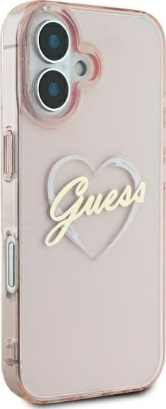 Mbulesë telefoni Guess GUHCP16SHCHGSPP, për iPhone 16 6.1", hardcase IML Heart, rozë