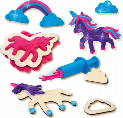 Set kreativ me brumë SES Creative 00410 Dough Unicorns Neon Glitter, me shkëlqim, shumëngjyrësh