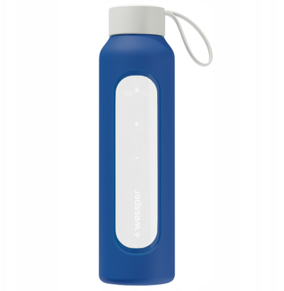 Mbulesë silikoni për shishe qelqi Wessper B1 Borosilicate, 0.5L, navy blue