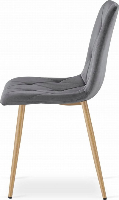 Set karrigesh Oskar Modernity Gray, kadife gri e errët, këmbë ngjyrë druri
