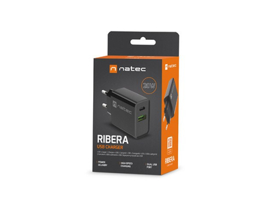 Karikues Natec Ribera NUC-2062, 20W, 1x USB A 1x USB C, i bardhë